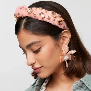 Beautiful Lele Sadoughi Crystal Corduroy Slim Knotted Headband Blush